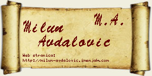 Milun Avdalović vizit kartica